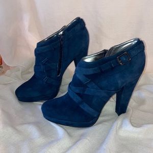 Blue suede booties, Calvin Klein sz 8.5M